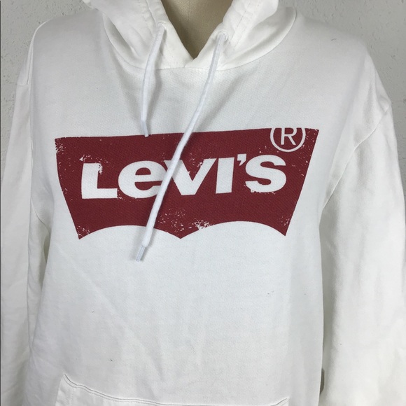 Levi’s white pullover hoodie sweatshirt medium - Picture 5 of 7